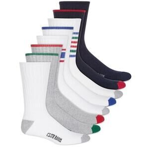Club Room Men's Cushioned Crew Multi Color 8 Pack Socks Shoe Size 7-12